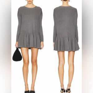 NWOT Free People Time On My Side long Sleeve sweater Mini Dress Dark Grey sz L